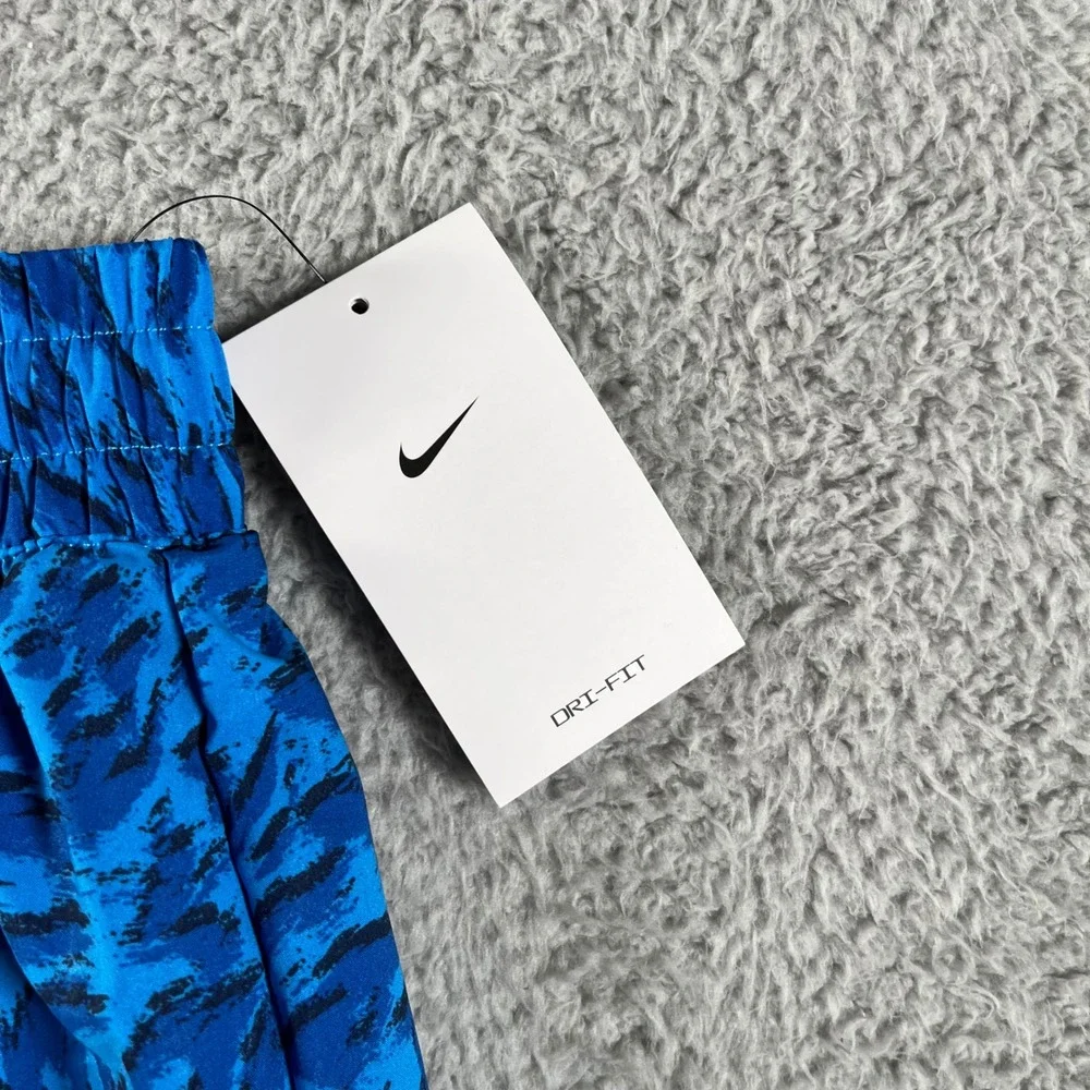 Nike Kids Dri-FIT Training Shorts Blue Abstract Print Elastic Waist‎ Size M